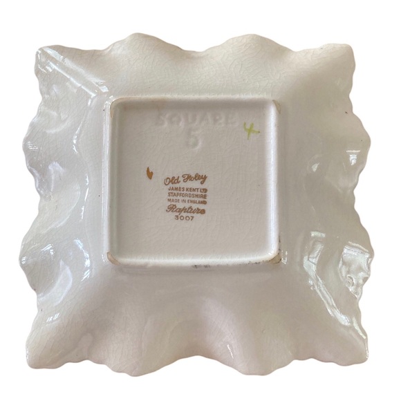 Old Foley Staffordshire England James Kent Rapture Vintage Dish Roses Square 5” - Picture 3 of 4